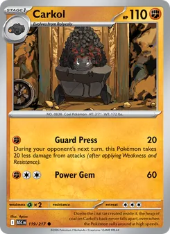 Carkol 119/217, carta de Pokémon de Héroes Ascendentes