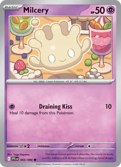 Milcery 043/094, carta de Pokémon de Fuegos Fantasmales