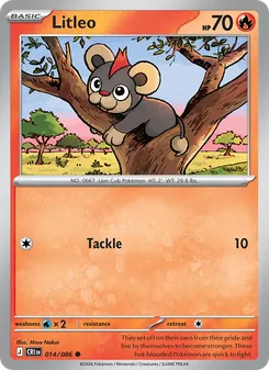 Litleo 014/086, carta de Pokémon de Caos Creciente