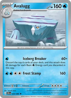 Avalugg 024/086, carta de Pokémon de Caos Creciente