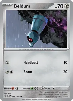 Beldum 059/086, carta de Pokémon de Caos Creciente