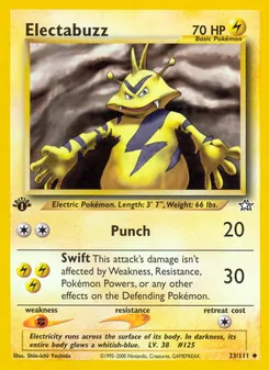 Electabuzz 33/111, carta de Pokémon de Neo Genesis