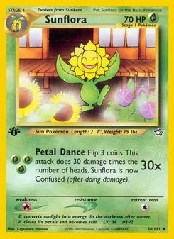 Sunflora 50/111, carta de Pokémon de Neo Genesis