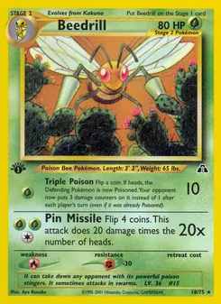 Beedrill 18/75, carta de Pokémon de Neo Discovery