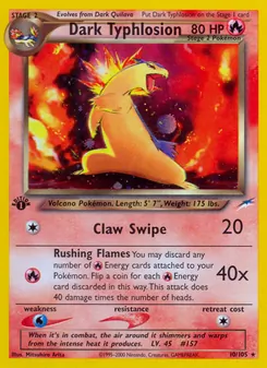 Dark Typhlosion 10/105, carta de Pokémon de Neo Destiny