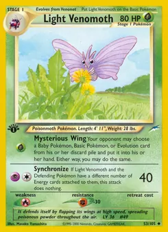 Light Venomoth 53/105, carta de Pokémon de Neo Destiny