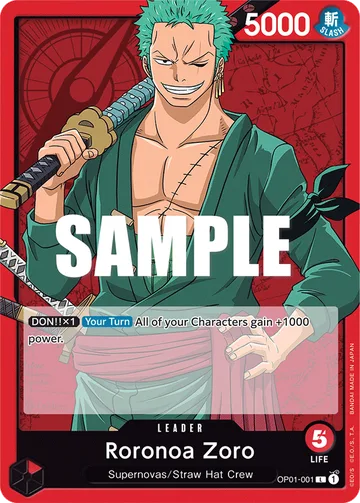Roronoa Zoro OP01-001, carta de One Piece de Romance Dawn