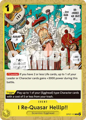 I Re-Quasar Helllp!! OP07-115, carta de One Piece de 500 Years in the Future