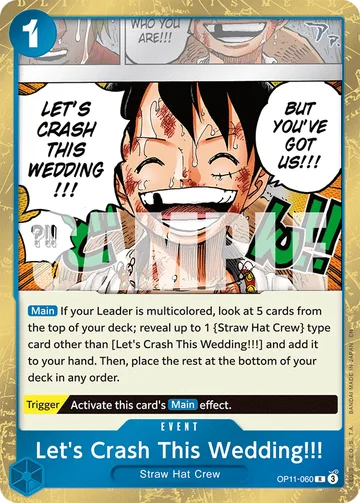 Let's Crash This Wedding!!! OP11-060, carta de One Piece de A Fist of Divine Speed