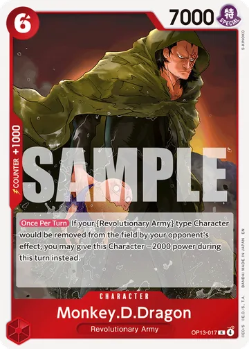 Monkey.D.Dragon OP13-017, carta de One Piece de Carrying On His Will