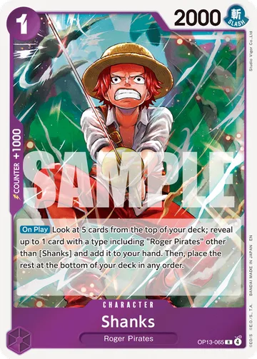 Shanks OP13-065, carta de One Piece de Carrying On His Will