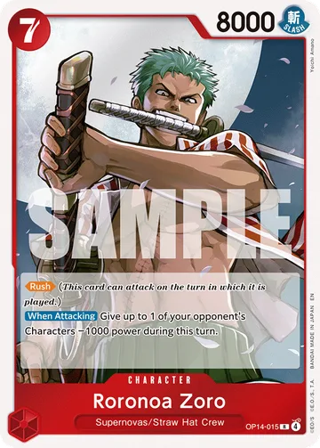 Roronoa Zoro OP14-015, carta de One Piece de The Azure Sea’s Seven
