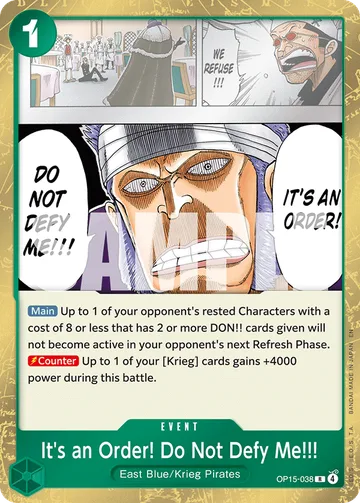 It's an Order! Do Not Defy Me!!! OP15-038, carta de One Piece de Booster Pack OP15-EB04