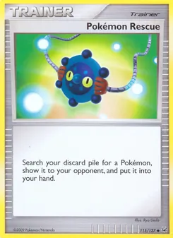 Pokémon Rescue 115/127, carta de Pokémon de Platino