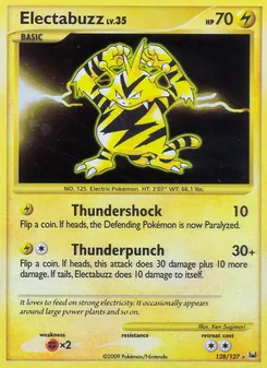 Electabuzz 128/127, carta de Pokémon de Platino