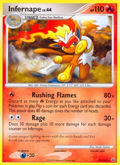 Infernape 31/127, carta de Pokémon de Platino