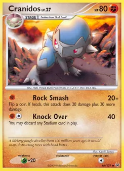 Cranidos 46/127, carta de Pokémon de Platino