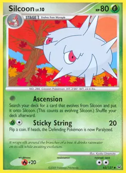 Silcoon 63/127, carta de Pokémon de Platino