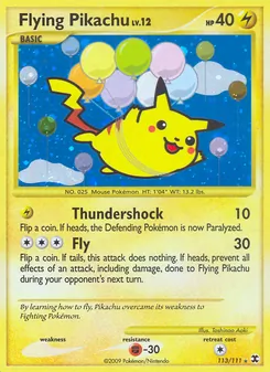 Flying Pikachu 113/111, carta de Pokémon de Rising Rivals