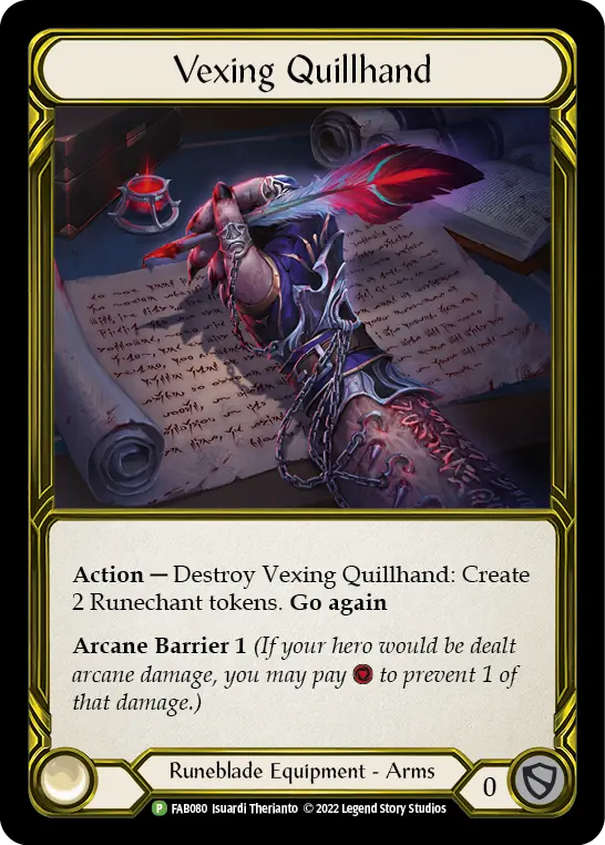 Vexing Quillhand FAB080, carta de Flesh and Blood de Promos