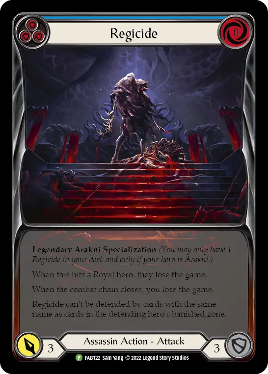 Regicide (Blue) FAB122, carta de Flesh and Blood de Promos