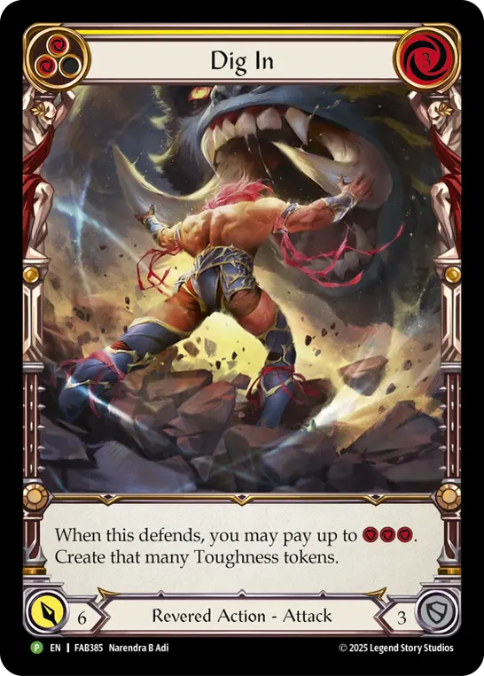 Dig In (Yellow) FAB385, carta de Flesh and Blood de Promos