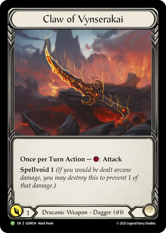 Claw of Vynserakai GEM034, carta de Flesh and Blood de GEM Pack Promos