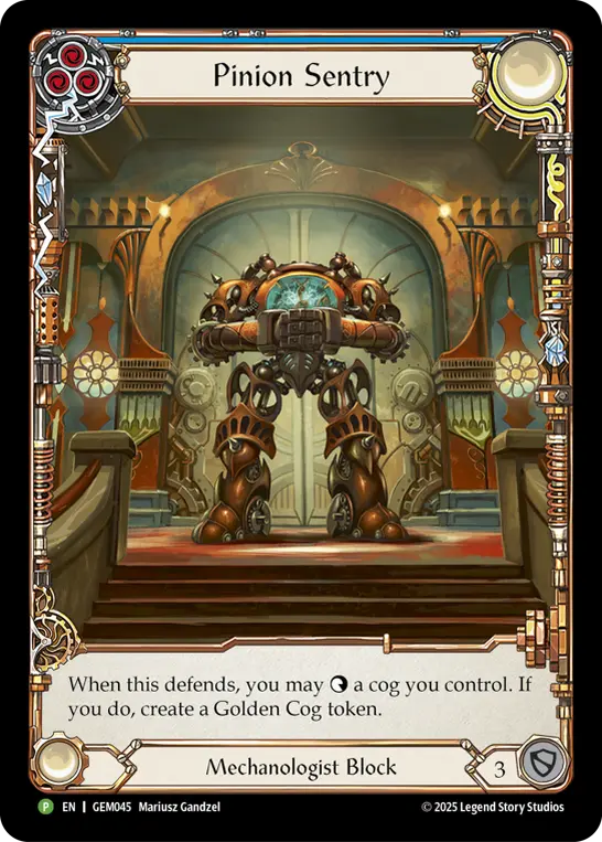 Pinion Sentry (Blue) GEM045, carta de Flesh and Blood de GEM Pack Promos