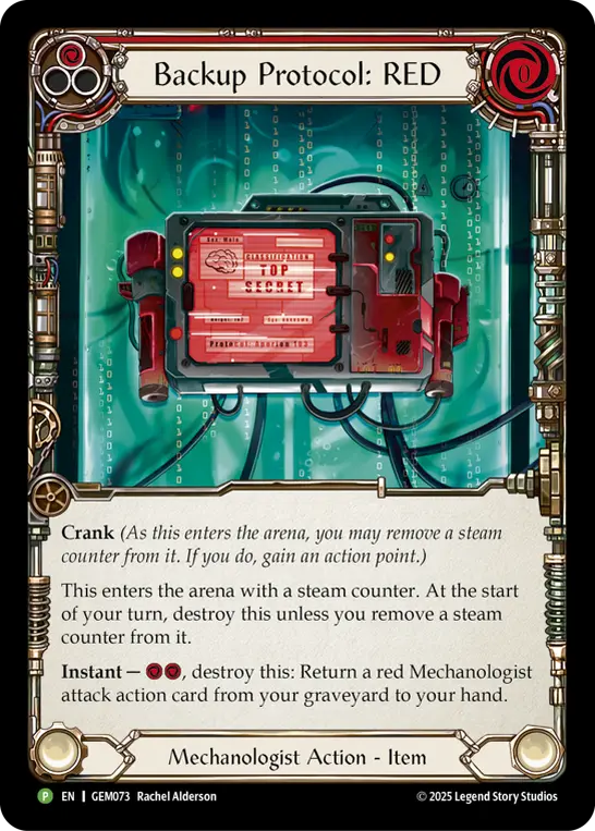 Backup Protocol: RED (Red) GEM073, carta de Flesh and Blood de GEM Pack Promos