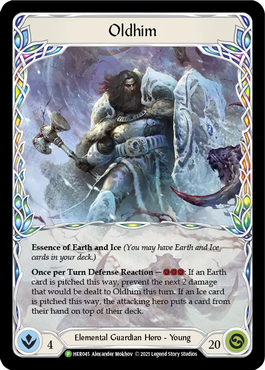 Oldhim HER045, carta de Flesh and Blood de Hero Card Promos