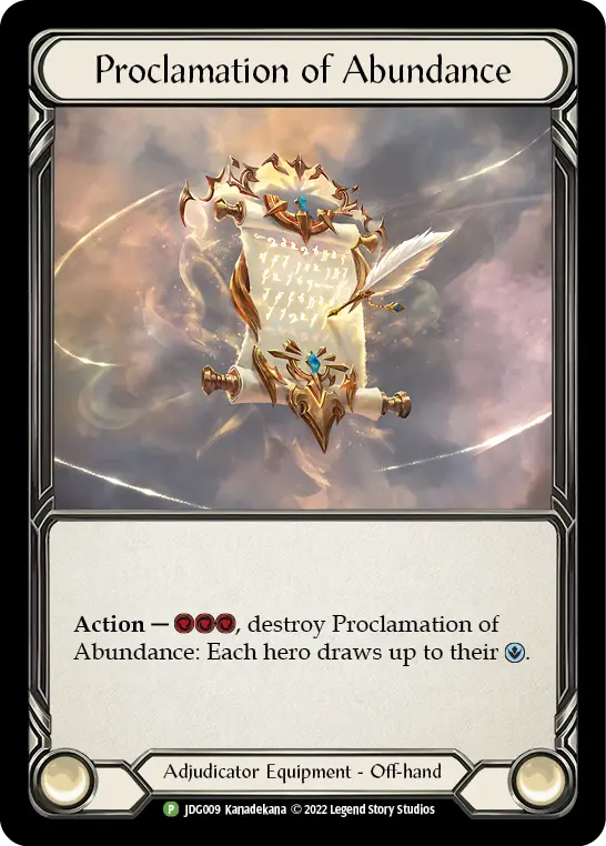Proclamation of Abundance JDG009, carta de Flesh and Blood de Judge Unique Promos