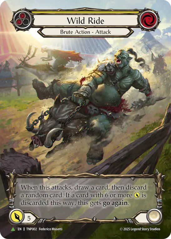 Wild Ride (Yellow) TNP002, carta de Flesh and Blood de Tournament Pack