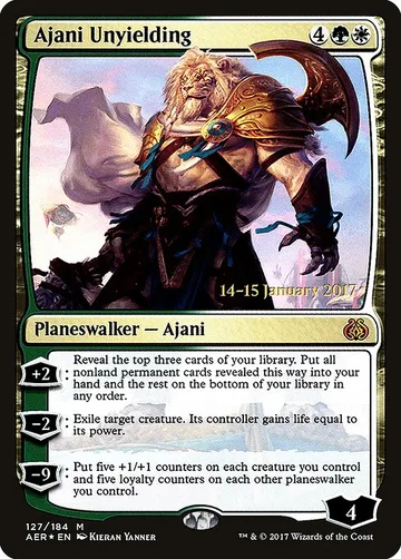 Ajani Unyielding 127s, carta de Magic: The Gathering de Aether Revolt Promos