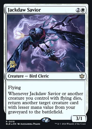 Jackdaw Savior 18s, carta de Magic: The Gathering de Bloomburrow Promos
