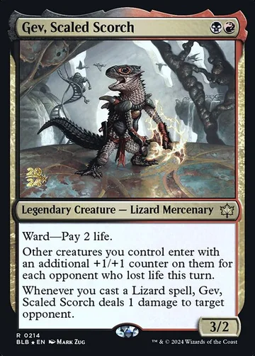 Gev, Scaled Scorch 214s, carta de Magic: The Gathering de Bloomburrow Promos