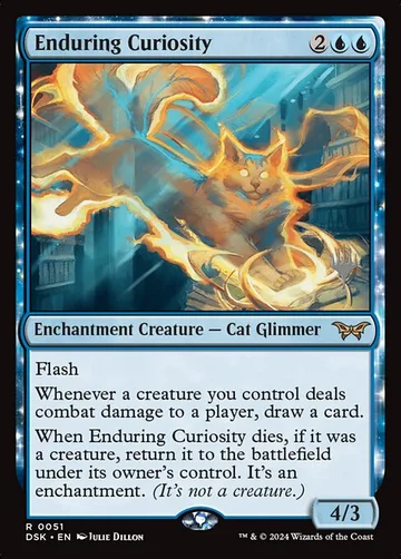 Enduring Curiosity 51p, carta de Magic: The Gathering de Duskmourn: House of Horror Promos