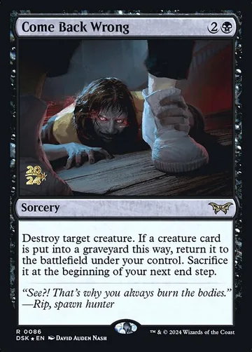 Come Back Wrong 86s, carta de Magic: The Gathering de Duskmourn: House of Horror Promos