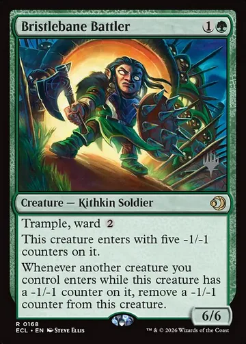 Bristlebane Battler 168p, carta de Magic: The Gathering de Lorwyn Eclipsed Promos