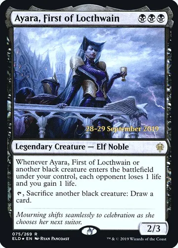Ayara, First of Locthwain 75s, carta de Magic: The Gathering de Throne of Eldraine Promos