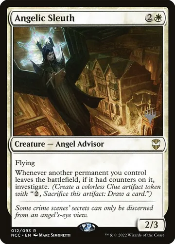 Angelic Sleuth 12p, carta de Magic: The Gathering de New Capenna Commander Promos