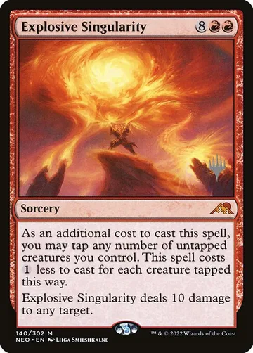 Explosive Singularity 140p, carta de Magic: The Gathering de Kamigawa: Neon Dynasty Promos