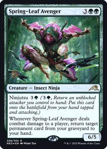 Spring-Leaf Avenger 208s, carta de Magic: The Gathering de Kamigawa: Neon Dynasty Promos