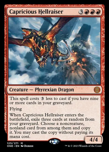Capricious Hellraiser 125p, carta de Magic: The Gathering de Phyrexia: All Will Be One Promos