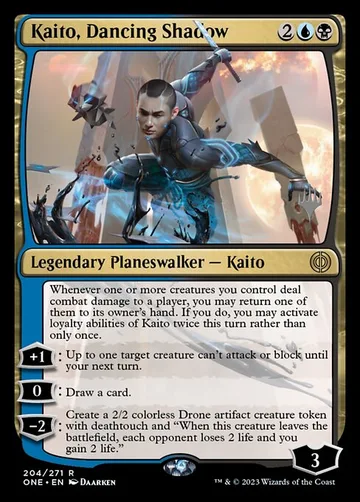 Kaito, Dancing Shadow 204p, carta de Magic: The Gathering de Phyrexia: All Will Be One Promos