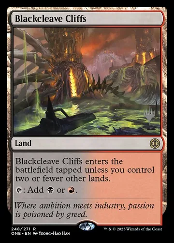 Blackcleave Cliffs 248p, carta de Magic: The Gathering de Phyrexia: All Will Be One Promos