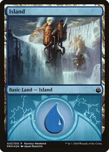 Island A03, carta de Magic: The Gathering de GRN Ravnica Weekend