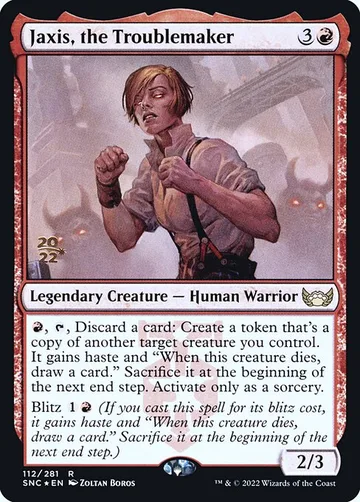 Jaxis, the Troublemaker 112s, carta de Magic: The Gathering de Streets of New Capenna Promos