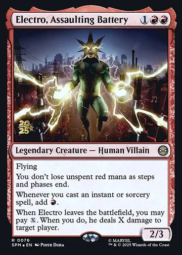 Electro, Assaulting Battery 76s, carta de Magic: The Gathering de Marvel's Spider-Man Promos