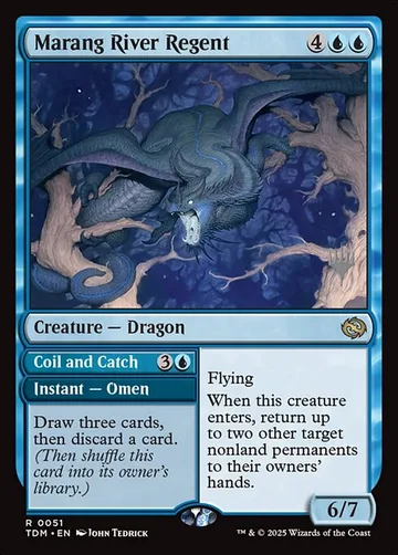 Marang River Regent // Coil and Catch 51p, carta de Magic: The Gathering de Tarkir: Dragonstorm Promos