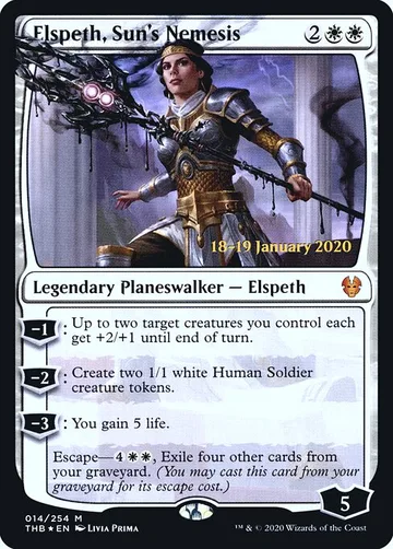 Elspeth, Sun's Nemesis 14s, carta de Magic: The Gathering de Theros Beyond Death Promos